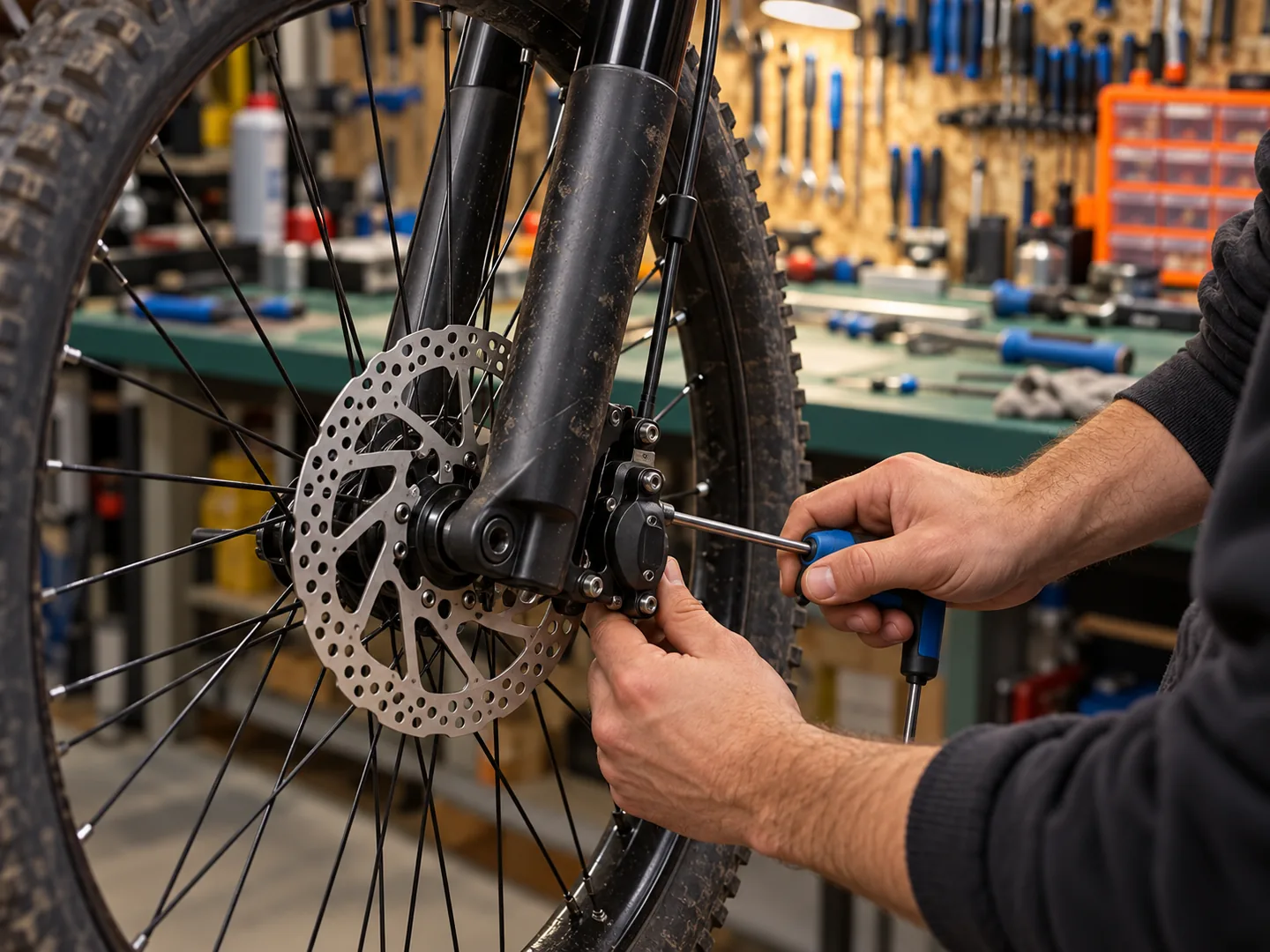 Servicing a bicycle disc brake