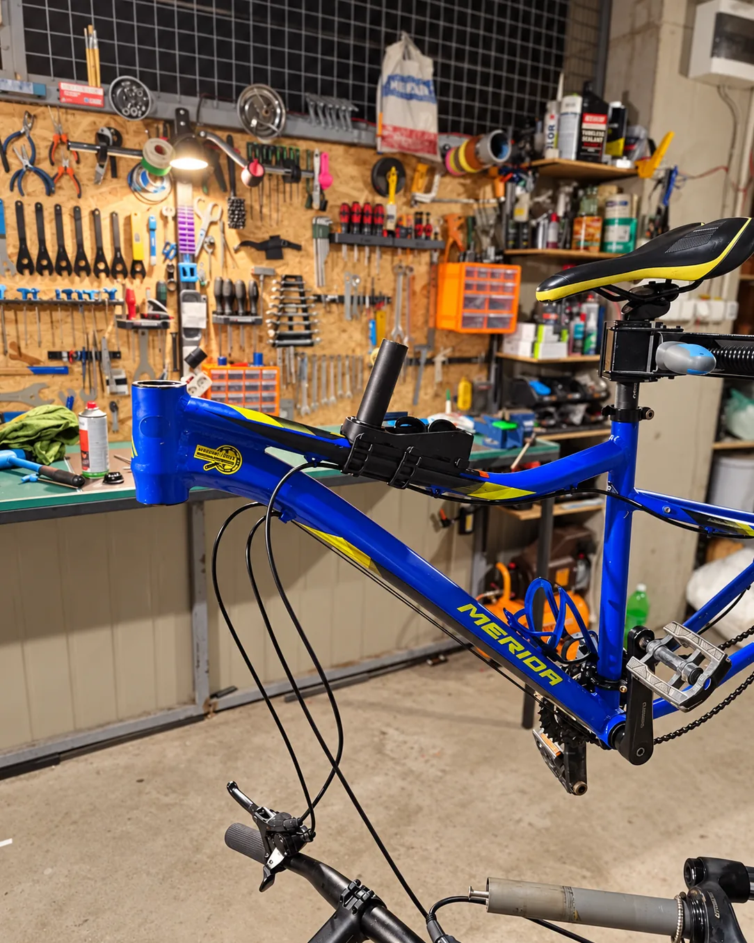 Merida bicycle with its fork removed