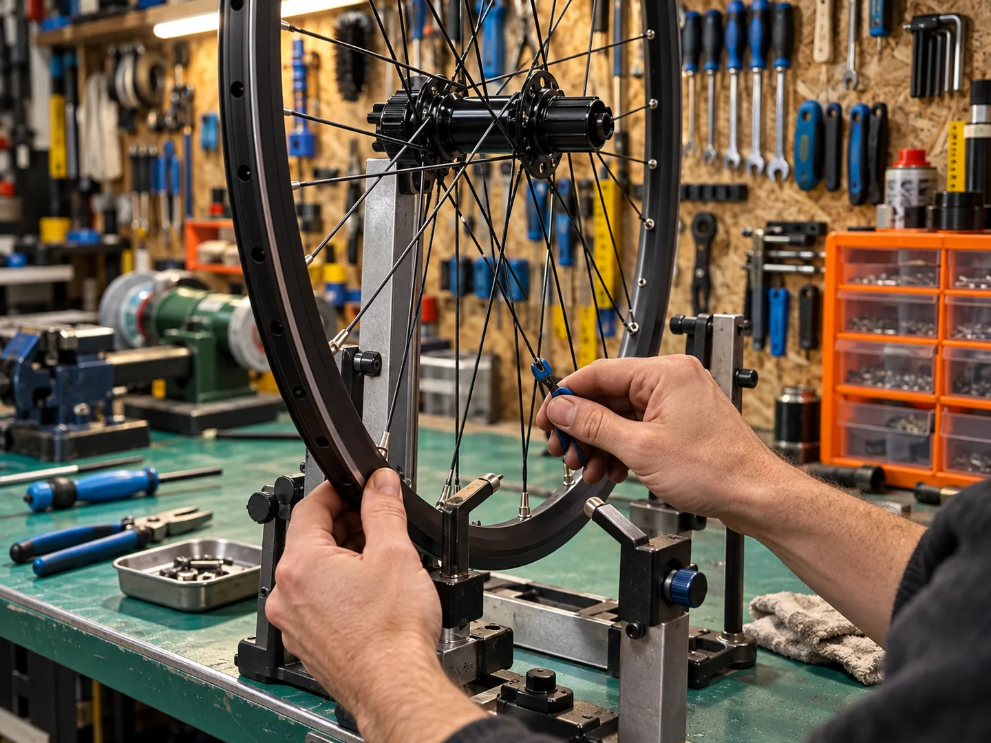 Truing a bicycle wheel