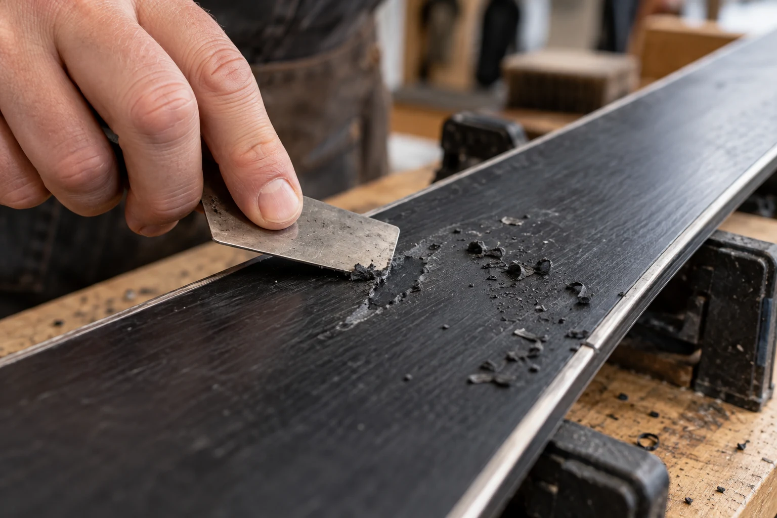 Finishing a ski base repair