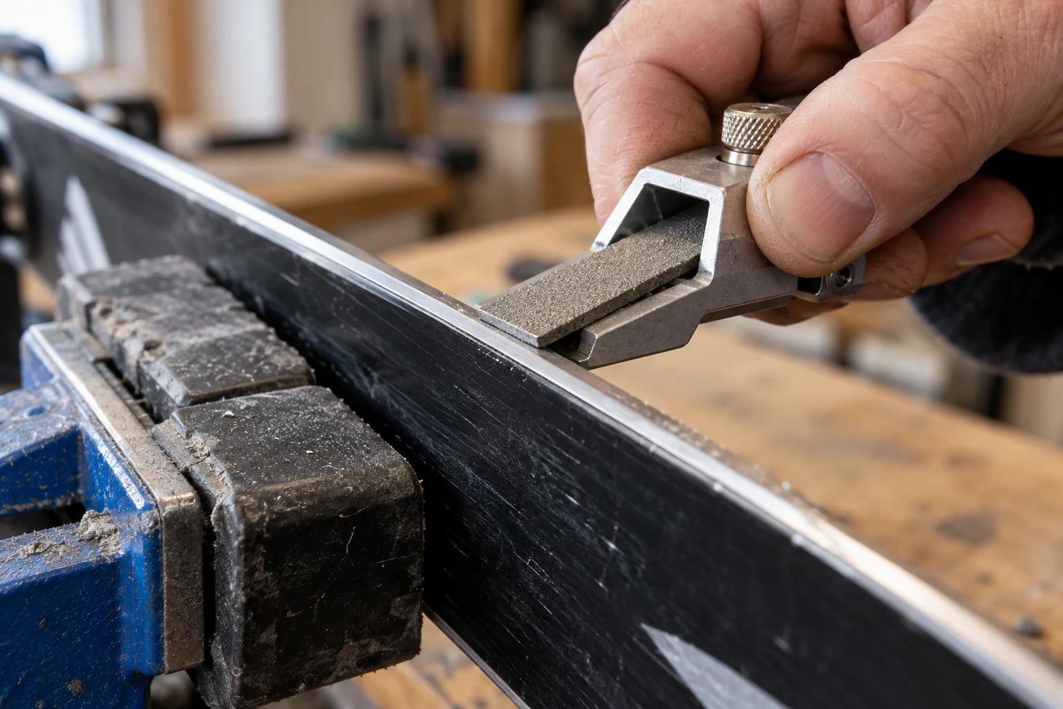 Sharpening a ski edge