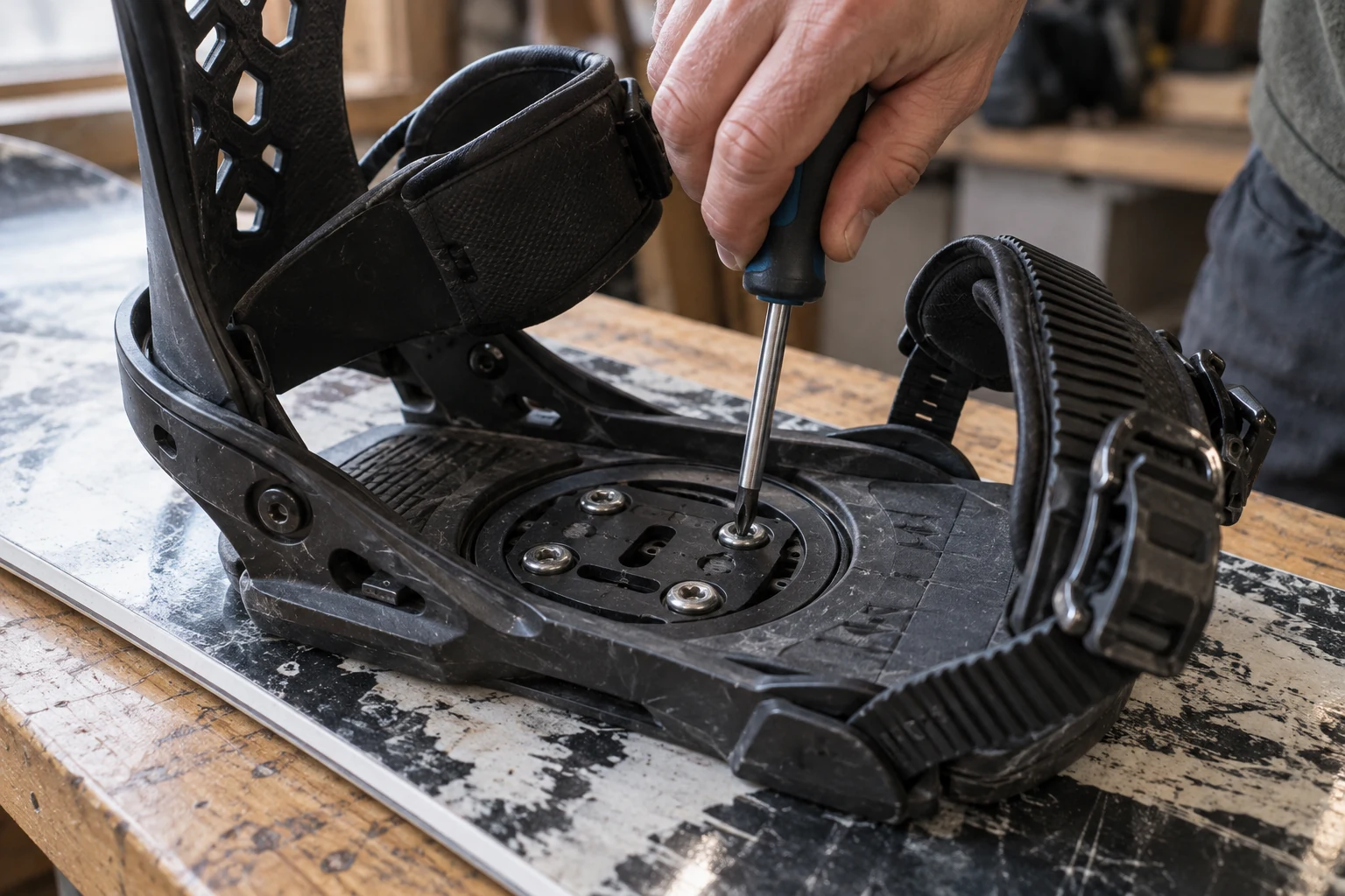 Adjusting a snowboard binding